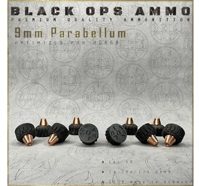 9 mm Parabellum per munizioni TR68/HDR68 Cal.68 by Black OPS Ammo for Target Shooting & Tactical Home Defence TR 68 HDR 68