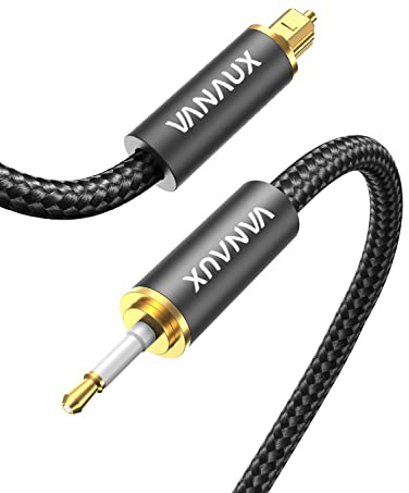 VANAUX Toslink to Mini Toslink Optical Audio Cable 24K Gold-Plated Digital S/PDIF Fiber Optic Cables for Home Theater, Sound Bar,TVs/Amplifiers/Hi-Fi Systems (Mini Toslink to Toslink, 5ft/1.5m)