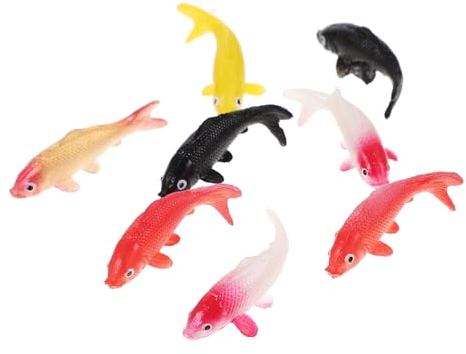 DRESSOOS 8stücke Miniatur-goldfisch-Figuren Teile Für Puppenhaus Terrarium Hochwertige Plastik-Dekoration Realistische Aquarien-Fische Für Feengärten Und Bastelprojekte Maßstab