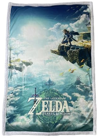 Homadict Plaid Sherpa Zelda - Sky Totk - 100 x 150 cm - officiell licens, grön
