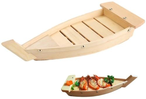Tsffae Plateau De Service en Bois pour Bateau À Sushi, Grande Taille, Assiette À Sashimi Japonaise, Assiette À Sushi, Cuisine Japonaise, Outil De Fruits De Mer pour Restaurant Ou Assiette À Maison