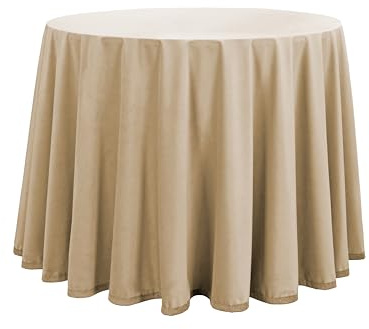 Donegal Collections Falda Mesa Camilla Redonda 80 cm Beige - Faldillas Mesa Camilla Invierno Altura Mesa 75 cm - Tejido Aterciopelado Ideal Otoño/Invierno, Fabricado 100% España