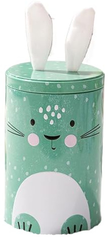 YUSSEQDD Järnhink Prydnad Levande godisburk För Heminredning Showcase Levande Målning Mönster Kanin Förvaring Presentkartong, grön
