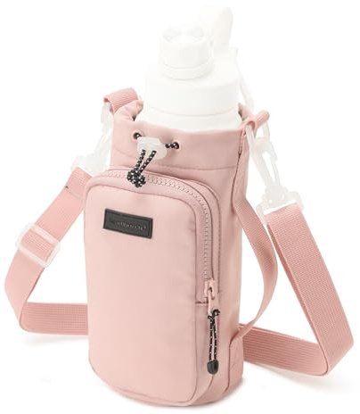 TRIWONDER Bolsa de Botella de Agua Portabotellas para Termo con Correa de Hombro Ajustable para Viajes Deportes Senderismo Campus (Rosa)