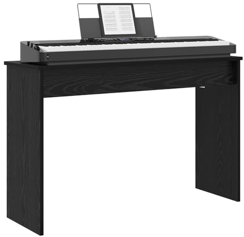 vidaXL Ek svart tangentbordsstativ 100 x 32 x 64 cm, modernt rektangulärt tangentbordsstativ, hållbart musikskåp för att placera instrument hemma och övningshjälp