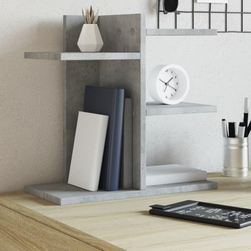 Skrivbordsorganisatör betonggrå av trämaterial 42 x 21,5 x 42 cm med flera fack för förvaring, mappar, brev och papper, utrymmesbesparande, stapelbar, perfekt för kontor och hemmakontor