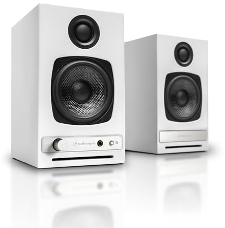 Audioengine HD3 60W Enceintes de Bureau alimentées sans Fil | DAC 24 Bits USB et amplificateur analogique intégrés | aptX HD Bluetooth, entrées USB, RCA et 3, 5 mm | Cbles Inclus