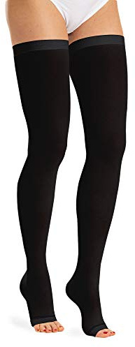 Relaxsan Antitrombo M1370A (1 Paio - Nero, S) calze autoreggenti punta aperta per degenza antiembolismo K2 compressione graduata 25-32 mmHg
