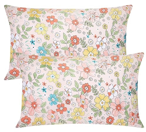 2er-Set Kissenbezug 40 x 80 cm 100% Baumwolle Kissenbezüge Für Kissen Umschlagverschluss - Kissenhülle kuschelig Blumen Stil - Schön weich Kopfkissenbezug