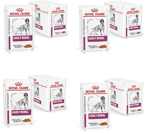 Royal Canin Veterinary Early Renal | Pack de 4 | 4 x 12 x 100 g | Aliment Complet diététique pour Chiens Adultes | pour Le Soutien de la Fonction rénale | Morceaux en Sauce