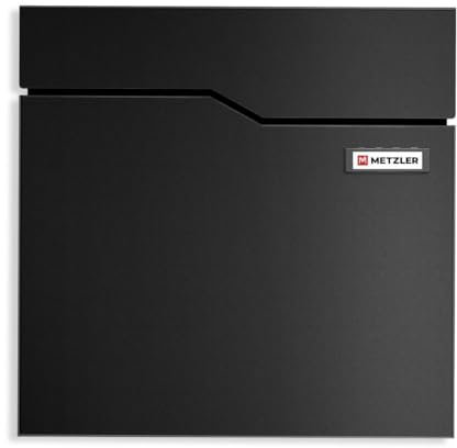 Metzler Hoffmann - Boîte aux lettres noire RAL 9005 - Revêtue par pulvérisation et compartiment à journaux - Avec plaque nominative interchangeable - Boîte aux lettres de qualité supérieure avec