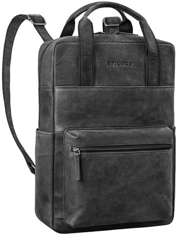 STILORD 'Lilo' Business Rucksack Herren Damen Groß Echtleder Arbeitsrucksack Studentenrucksack mit Laptopfach Bürorucksack Leder-Rucksack Laptoprucksack 16 Zoll, Farbe:anthrazit