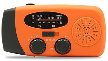 Emergency Hand Crank Radio with LED Flashlight, 2000 mAh Rechargeable Power Bank AM/FM NOAA Portable Weather Radio,USB Mobile Phone Charger for Camping Outdoor(Orange)