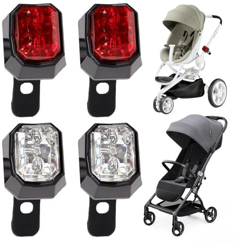 Sporgo 4 Stück LED Kinderwagen Licht: Wasserdichte Kinderwagenlicht LED Plastikleuchten Silikon Buggylicht, Mehrzweck LED Kinderwagen Licht für Alle Kinderwagen, Kinderwagen Beleuchtung