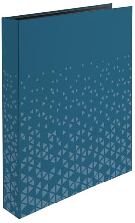 HERMA A4 Ring Binder Blue, 4 Ring File, 46mm Spine, Slim Folder with Pattern, Inner Print & Soft Touch Finish, Archiving Folder & Storage File Organizer