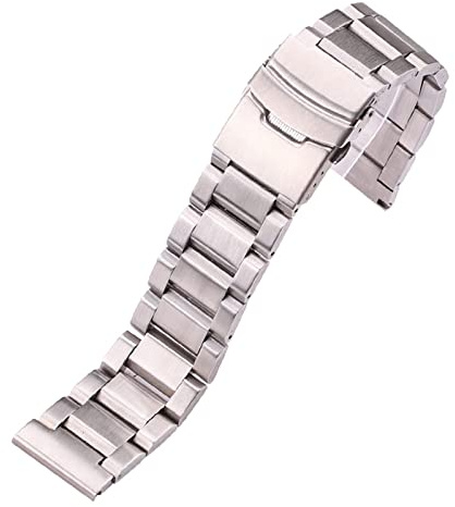 JUANZD Armband i rostfritt stål 18 mm 20 mm 22 mm 24 mm metallurband Länkarmband klockarmband Svart Silver Rose Guld(Silver,24mm)