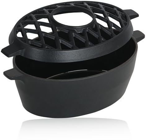 BBQ-Toro Gusseisen Luftbefeuchter emailliert | Schwarz, 2,7 Liter | Gusseisen-Luftbefeuchter, Wasserverdunster Ofen | Humidifier, Holzofen Verdampfschale | Kaminschale, Ofenverdunster, Raumbefeuchter