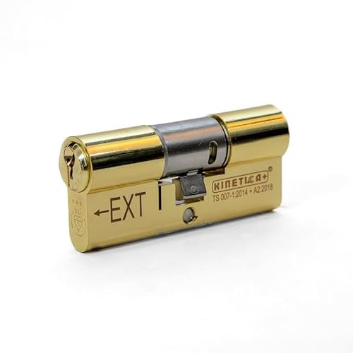 UAP Kinetica+ K4 3* Kitemarked Double Key Euro Cylinder Door Lock - Unparalleled Home Security & Safety System - with Bio Key, 6-Pin, Anti-Bump, Anti-Drill (90mm 45-10-35 (50/40) (Polished Brass)