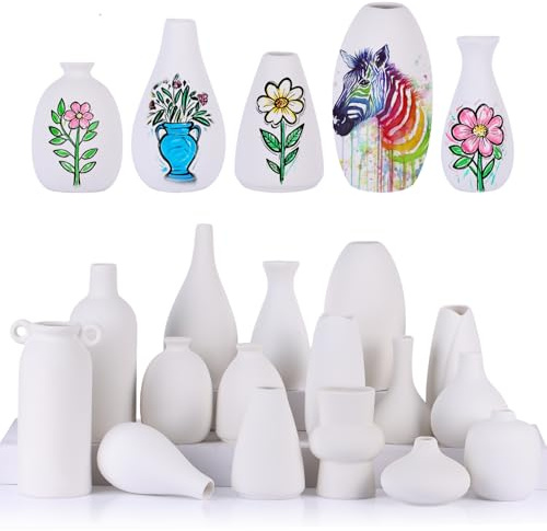 Juego de 16 jarrones de cerámica blanca, modernos jarrones bohemios para decoración del hogar, pequeños jarrones a granel para manualidades, centros de mesa de fiesta, boda, hierba de las pampas
