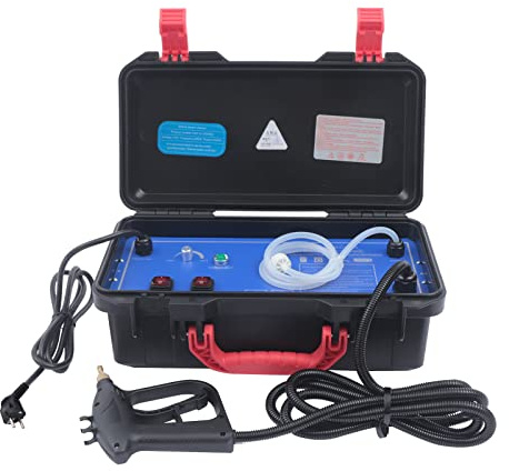 Limpiador de vapor profesional de 3000 W, 220 V, foco de vapor portátil con 5 bares de presión y 130 °C para coche, hogar, industria, incluye manguera de 3 m y pistola (fácil manejo)