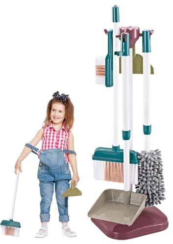 Reinigungsspielzeug Für Kleinkinder – Abnehmbares Rollenspiel-Reinigungswerkzeug-Set, Multifunktionales, Wiederverwendbares, Pädagogisches Besen- Und Mopp-Set Für Kinder | Sicheres Haushaltsspielzeug