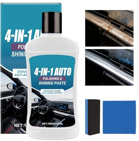 Syengery Pulimento para Interior del Coche, Crema Detalladora De Larga Duración 100g, Limpiador De Coche, para Cuero Acabados Salpicadero Asiento Cuidado del Auto Detallado Paneles Duros