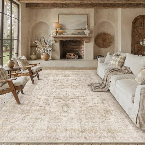 PureCozy Vintage Alfombra Salon 200x300cm Beige Pelo Corto