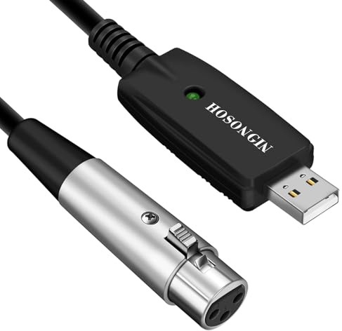 HOSONGIN XLR to USB Recording Cable 10Ft for Microphone, XLR Female to USB Male Mic Link Converter Cable Studio Audio Cable Connector Cords Adapter for Recording