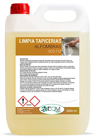 EQM - ECO-113 - Limpia Tapicerías Coche Profesional - 5L - Tela, Cuero y Alcantara - Elimina Manchas y Malos olores - Ideal para alfombras, tapicerías, moquetas, Cinturones de Seguridad