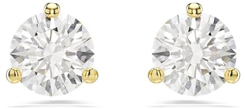 Swarovski Clous d'oreilles Solitaire, Taille ronde, Blanches, Placage de ton or