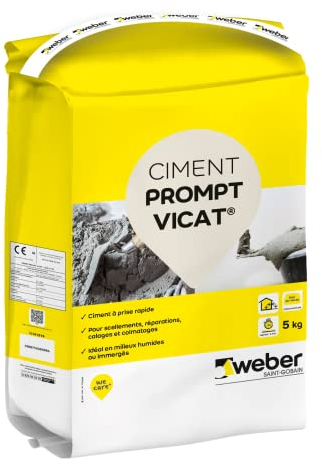 WEBER Ciment de prise rapide en milieux humides, 5kg, scellement urgent, réparations, rebouchage, PROMPT VICAT®