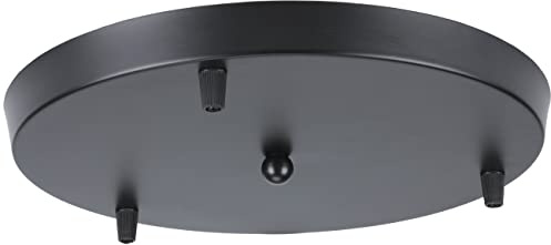 TOKIUS Dosel del Techo, Base de Lámpara Colgante de 3 Luces Placa de Montaje en Techo para Lámpara de Araña Redondo Accesorios de Iluminación Colgante Techo de Bricolaje (25CM, Negro)