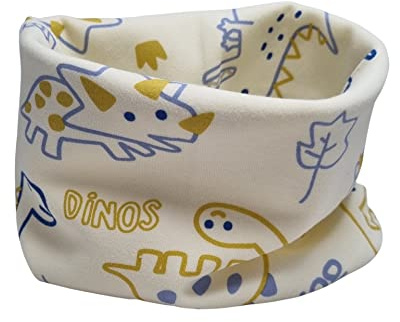 Barn pojkar flickor bomull multianvändning halsvärmare halsduk hatt bandana, Dinosaurie – kräm, one size