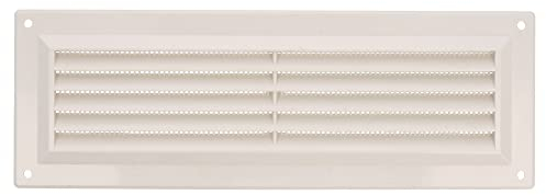 Amig - Rejilla Rectangular de Plástico con Mosquitera - Rejillas de ventilación para salida de aire - Ideal para techo de cocina y baño - Medidas: 260 X 90 MM - Color: Blanco