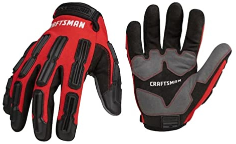 CRAFTSMAN Vibration Protection Work Gloves, Anti-Shock Impact Protection, Adjustable Cuff, Large (2-Pack)