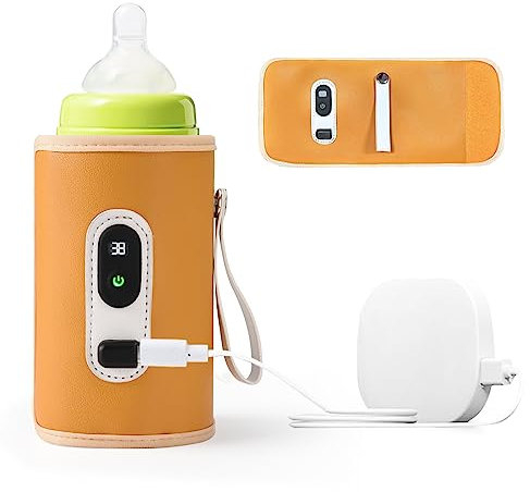 Baby Flaschenwärmer, Tragbarer Flaschenwärmer für Unterwegs, USB Babyflaschenwärmer mit Einstellbare Temperatur und LCD-Display, Muttermilchwärmer Tasche für Unterwegs und Zuhause