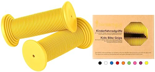 Prometheus Kinderfahrradgriffe Fahrradgriffe Kinder für Mädchen Jungen schadstofffrei | Phthalate frei | Kraton-Gummi 92 x 20 MM (Gelb)