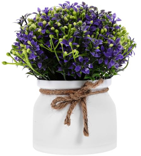 VOSAREA Artificial Flower in Pot Fake Small Bonsai Plastic Purple