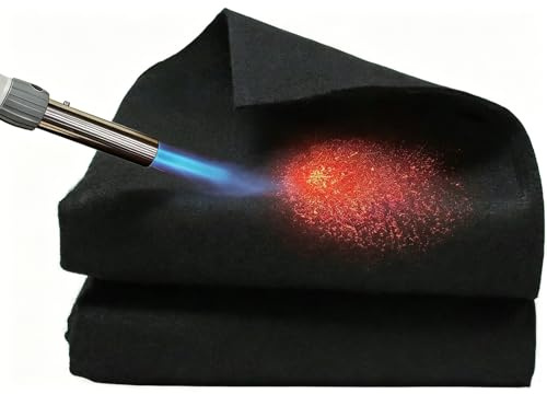 Wonninek 2Pack 5mm Thickened Fireproof Welding Blanket & Pad, Fire Resistant Carbon Felt Cloth, Flame Retardant Fabric for Stove Wick, Heat Shield for Soldering, Firepit, Smoker, Black 69x31cm