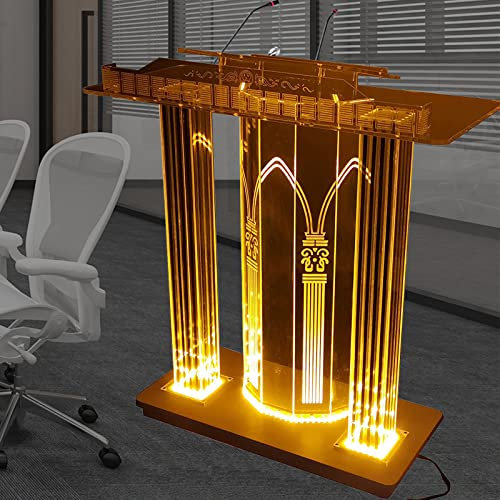 Acryl-Rednerpult, Led-Kanzelschreibtisch, Tragbare Präsentation, Professionelles Rednerpult Mit, Bodenstehender, Rollender Kanzel Mit Mobilen Rollen, Vertikaler Leseplattform, Transparent Und Langleb