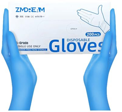 ZMDREAM Nitrile Gloves 4 Mil Thick 200 Counts Latex-Free, Powder-Free, Textured Grip Size M for Exam, Food Service