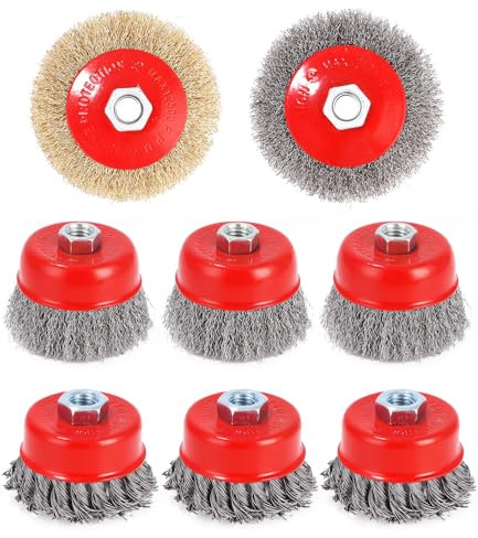 8 Pièces Brosse Métallique pour Perceuse Meuleuse D'angle,Brosse Métalliques pour Perceuse pour Meuleuse D'angle avec Filetage M14, Brosse de Ponçage Rou,pour Limination de La Rouille,Corrosion