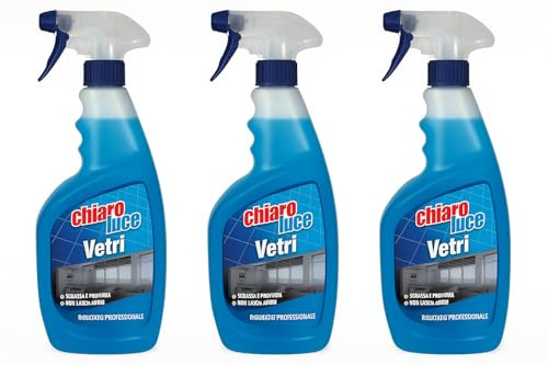 CHIARO LUCE Spray Detergente per Vetri, Liquido Multiuso, 750ml, Pulitore Universale con Profumo Fresco, per Superfici Brillanti, Confezioni Multiple (3)