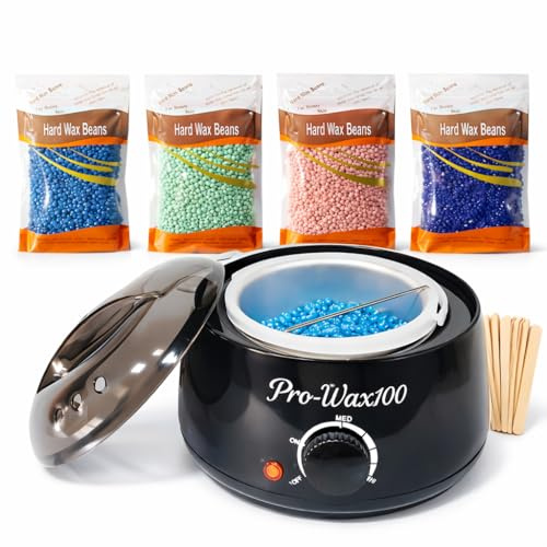 YOFDAL Scaldacera elettrico depilazione cera brasiliana kit ceretta casa donna uomo perle cera depilatoria viso corpo bikini inguine ascelle gambe ceretta a caldo senza strisce 400g con macchina