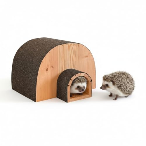 weeco Casa de erizo de madera con techo de betún, resistente a la intemperie, 35 x 26 cm, 5 kg, ya montada, refugio natural para erizos en el jardín