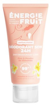 ENERGIE FRUIT Deocrème - effektiv vårddeodorant 24 timmar - praktisk mjukhetsapplikator, monoi-doft - krämtextur, 99% naturlig, alkoholfri - alla hudtyper - tillverkad i Frankrike - 50 ml