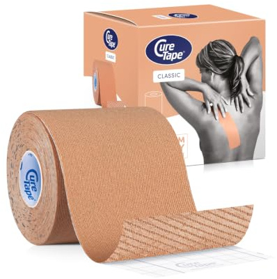CureTape Wide Kinesiology Tape Roll | Waterproof 7.5cm K Tape | Extra wide 7.5 cm waterproof kinesiology tape for muscle and back pain. Supports muscles, movement and targeted pain relief.