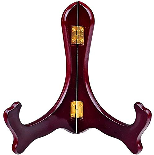 Onwon Wooden Easel Mahogany Finish Display Stand Plate Holder Picture Frame Folding Display Stand (7 inches)