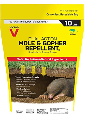 Victor Mole and Gopher Repellent - Repels Mole, Gopher, Vole, and Other Burrowing Animals - Repel Rodents Outdoors - M7002-2 - 10 lb Bag