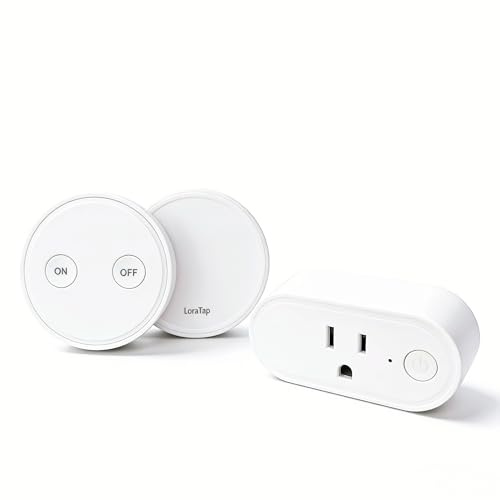 LoraTap Wireless Outlet - Ergonomic Round Remote (Comfort Grip!) + Magnetic Wall Base - Stick & Grab, No Wall Damage - 15A/1875W 100ft Range - Control for Hard-to-Reach Sockets, No More Bending